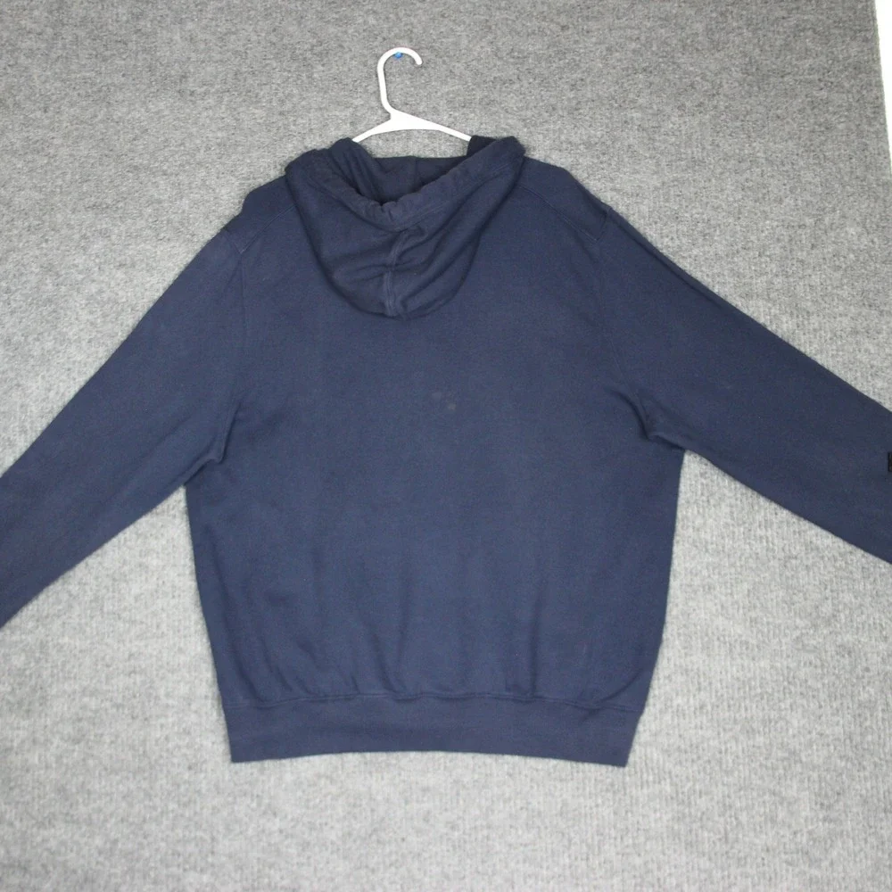 True Religion Full Zip Up Hoodie Mens XL Blue Gold‎ Logo Details